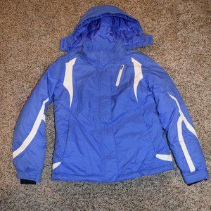 GIRLS LL BEAN SKI JACKET - SIZE 10 WITH DETACHABLE HOOD